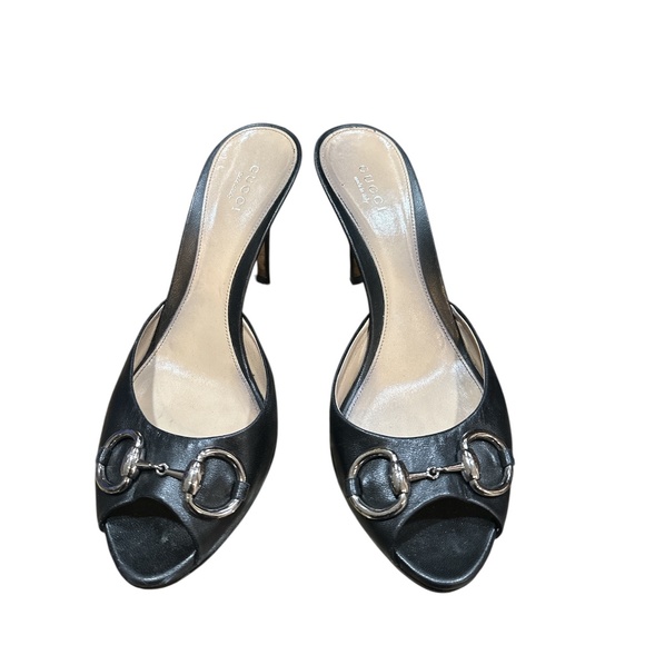Authentic Black Gucci High Heels Sandals Size 38.5 - Picture 1 of 8